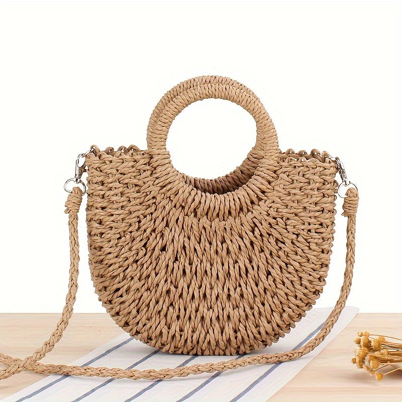 Women Straw Crossbody Bag Summer Beach Weave Shoulder Bag Rattan