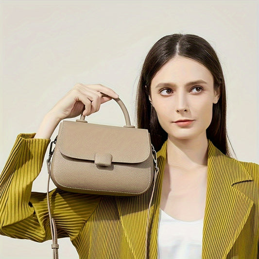 1pc Handbag Or Crossbody Bag, Genuine Leather Women's Bag, High-end Single Shoulder Small Bag, Saddle Bag